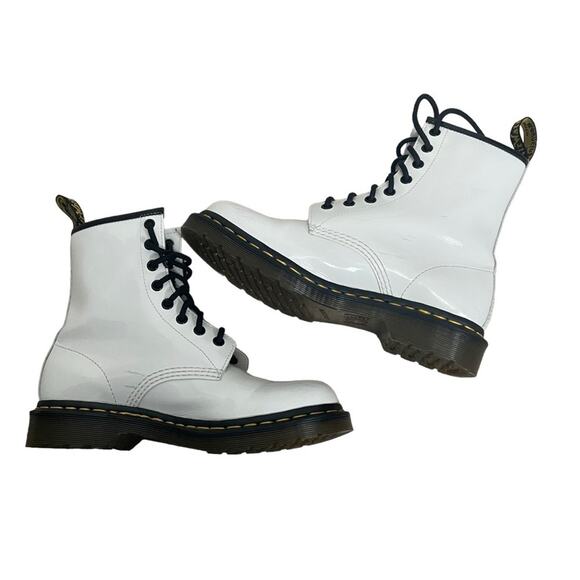Doc‎ Martens 1182 White Patent Combat Boots Size 8 - Picture 6 of 13